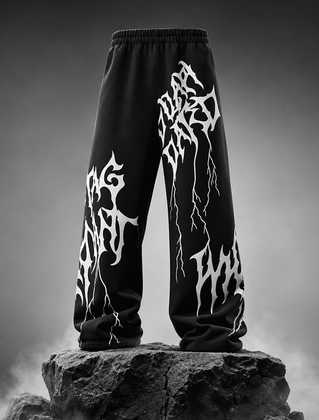 Obsidian Web Graphic Wide-Leg Pants