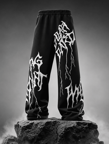 Obsidian Web Graphic Wide-Leg Pants