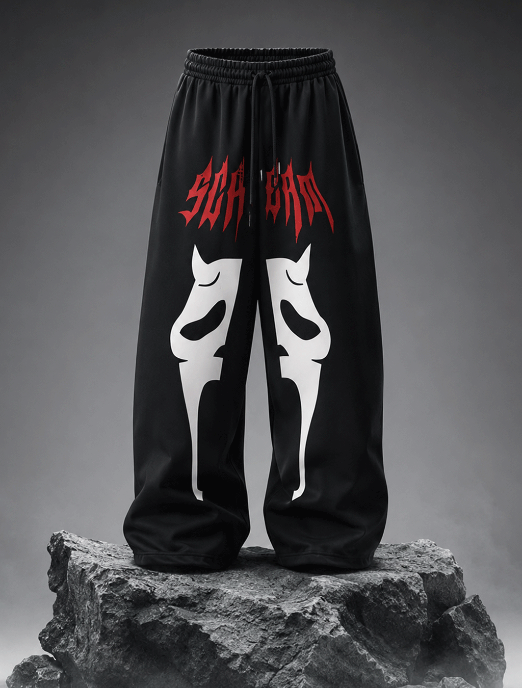 Shadowfang Silver Tribal Wide-Leg Pants