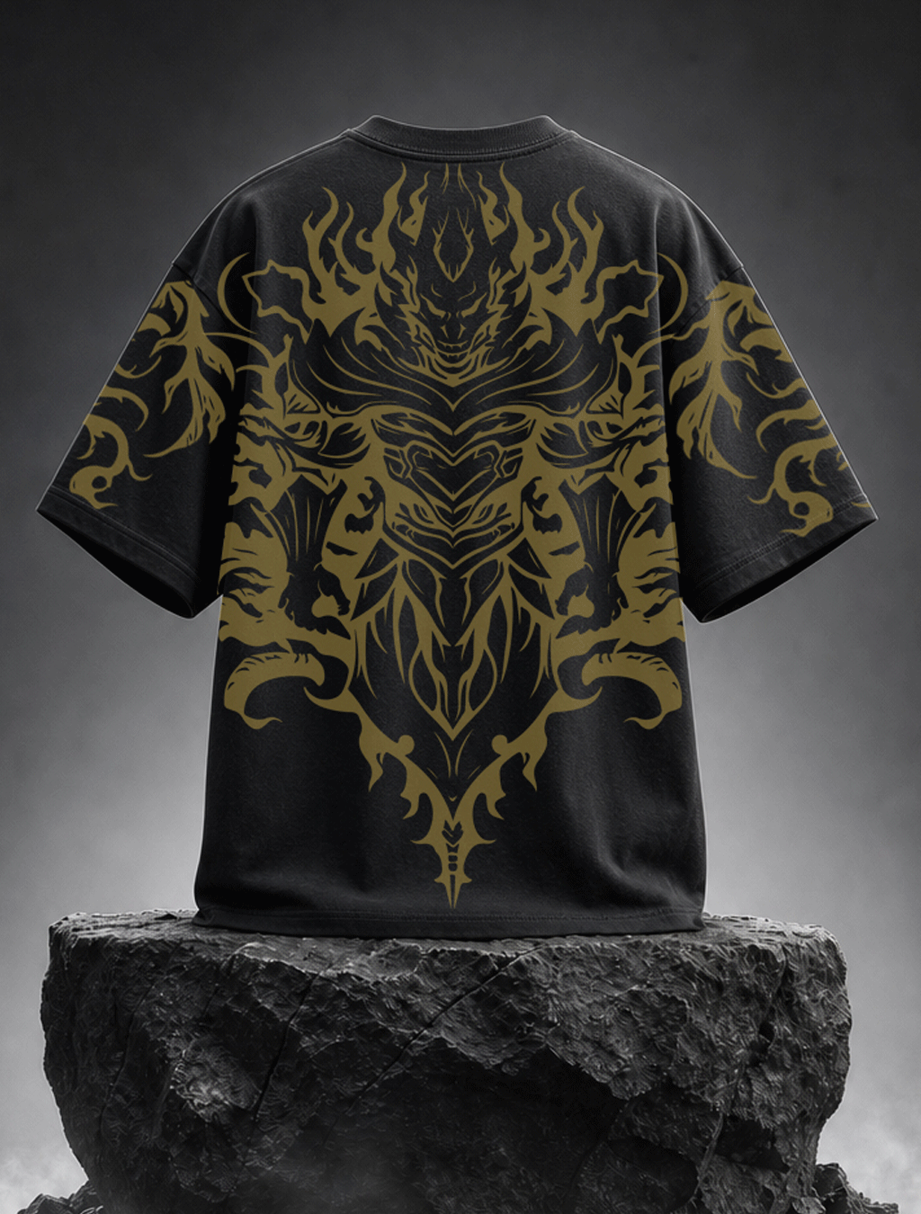 Golden Dragon Flame Oversized Tee