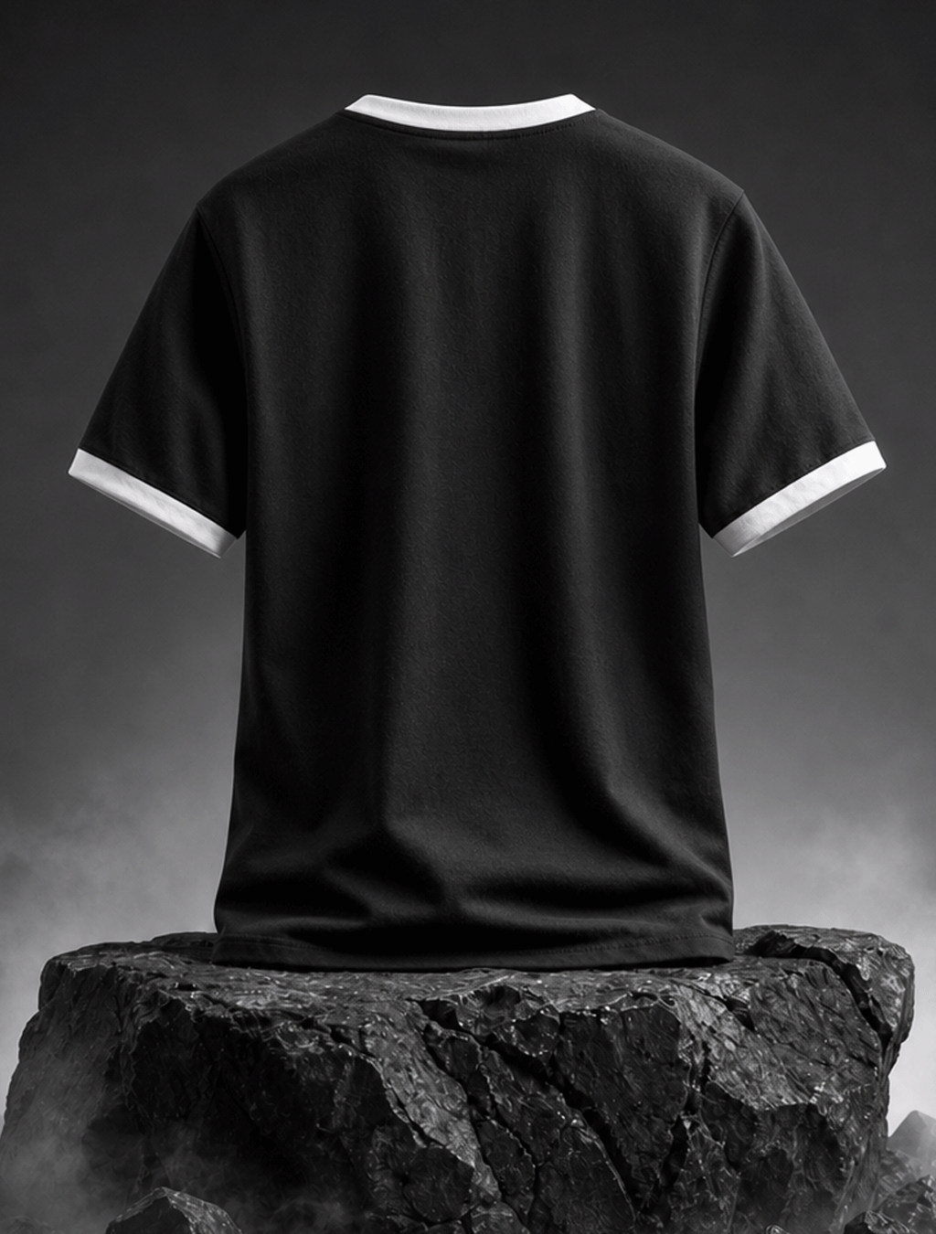 Gothic Black Contrast Ringer T-Shirt