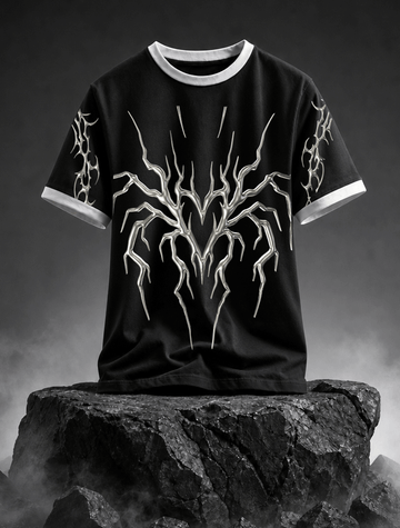 Silver Flame Graphic Ringer T-Shirt